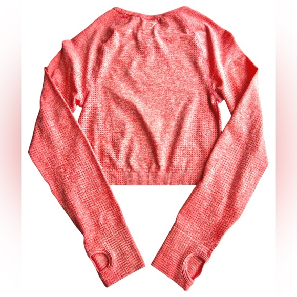 Gymshark Vital Seamless Long Sleeve Crop Top in Coral - Picture 2 of 5